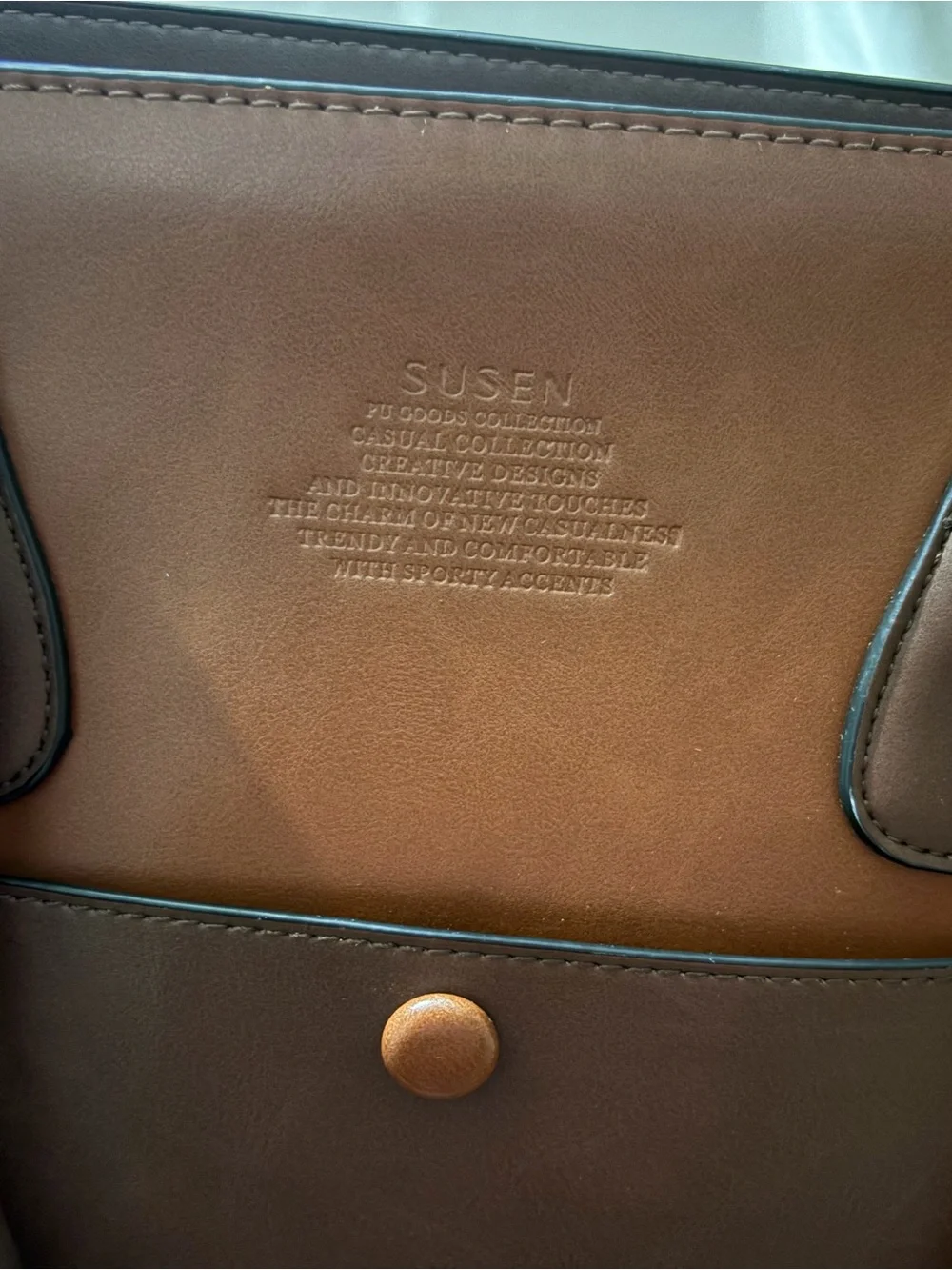 Susen Classic Brown Leather Brief Tote -